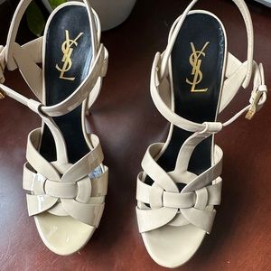 Yves Saint Laurent YSL Tribute T-Strap Platform Heels